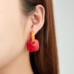 Eeva - Boucle d'oreille tige acier Bleue marine