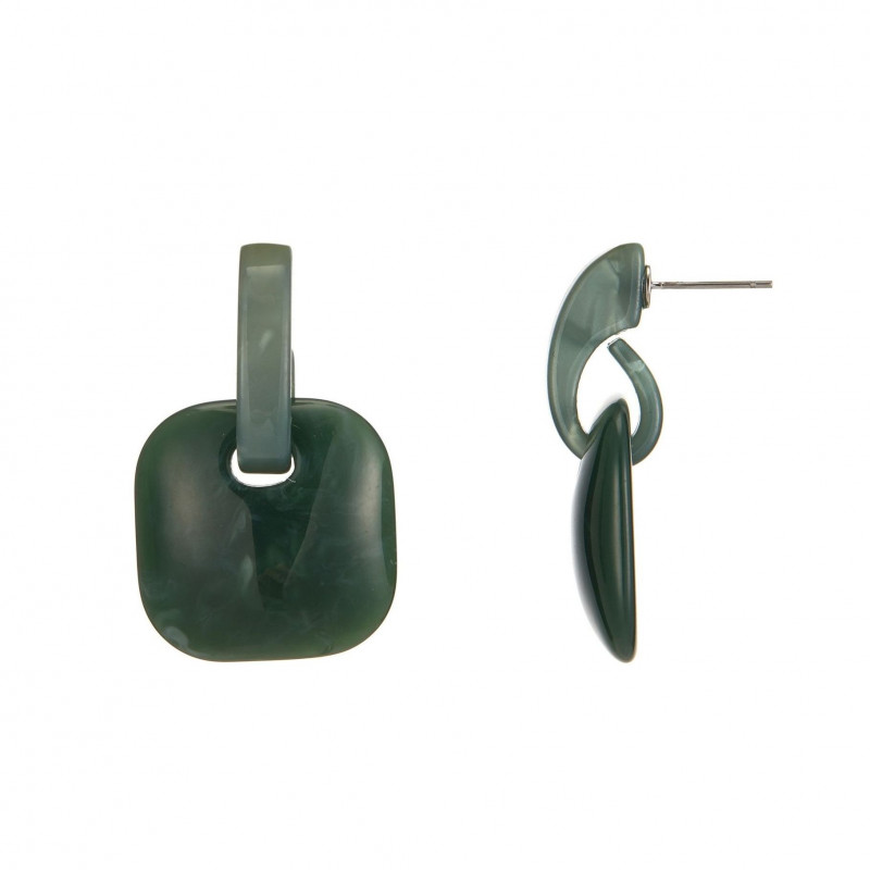 Eeva - Boucle d'oreille tige acier Verte