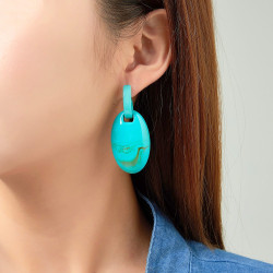 Efrae - Boucle d'oreille tige acier Bleue marine