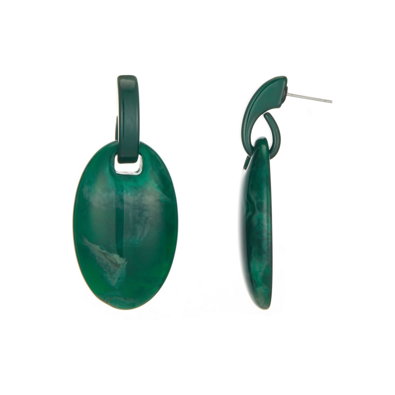 Efrae - Boucle d'oreille tige acier Verte