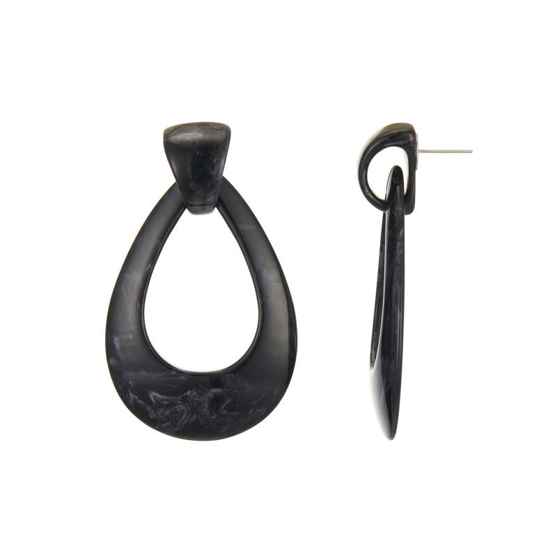 Evelyne - Boucle d'oreille tige acier noire