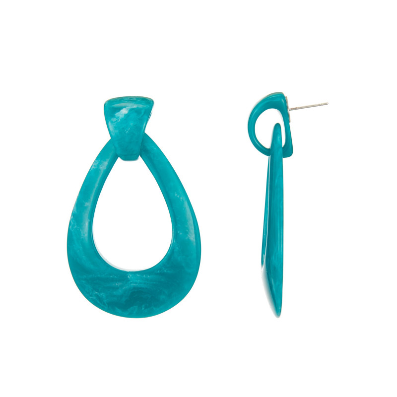 Evelyne - Boucle d'oreille tige acier turquoise