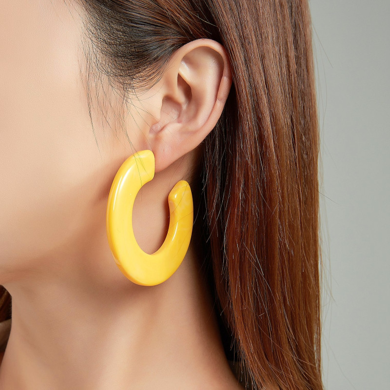 Fatehas - Boucle d'oreille percée jaune