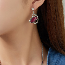 Edmonde - Boucle d'oreille tige Rouge