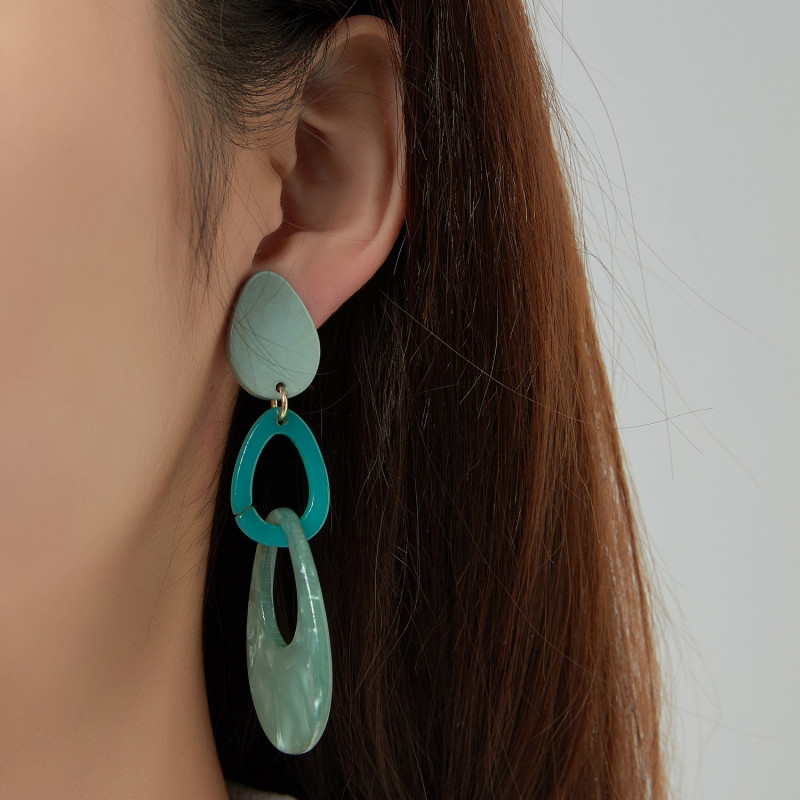 Fateha - Boucle d'oreille clip vert d'eau