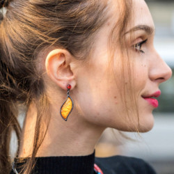 Azur - Boucle d'oreille tige dorée multicolore