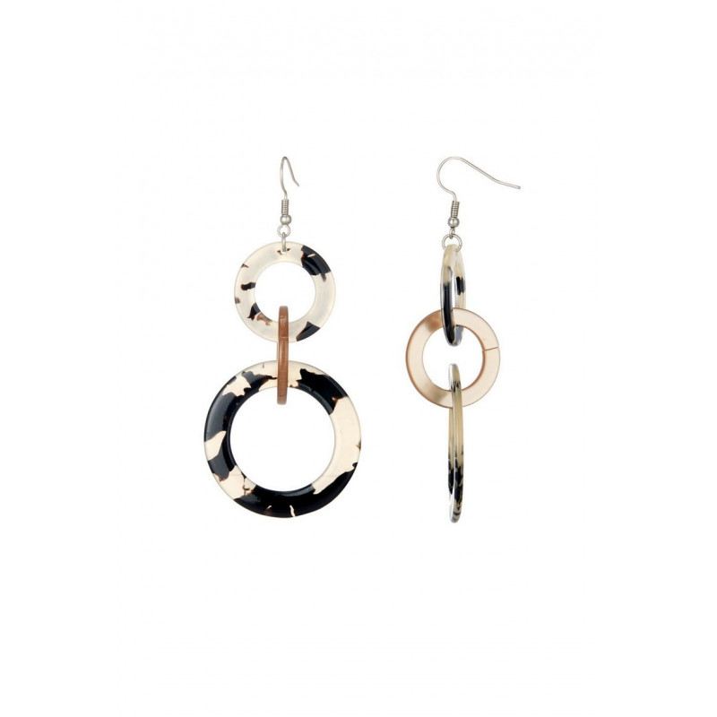 Aassila - Boucle d'oreille crochet Noir et Blanc