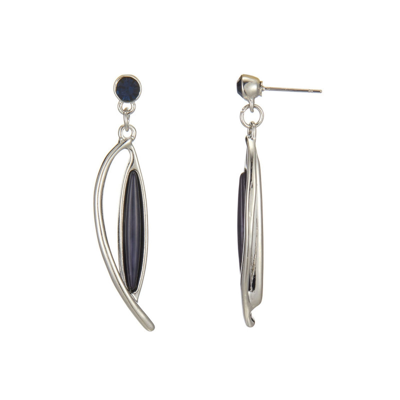 Ensa - Boucle d'oreille tige bleue marine