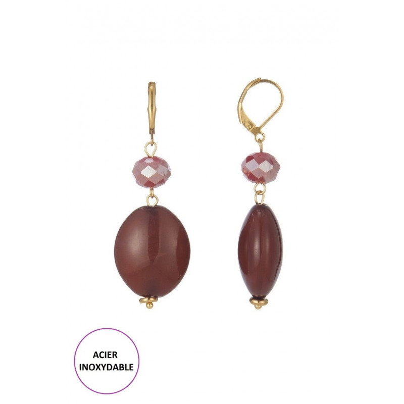 Awanis - Boucle d'oreille dormeuse Bordeaux
