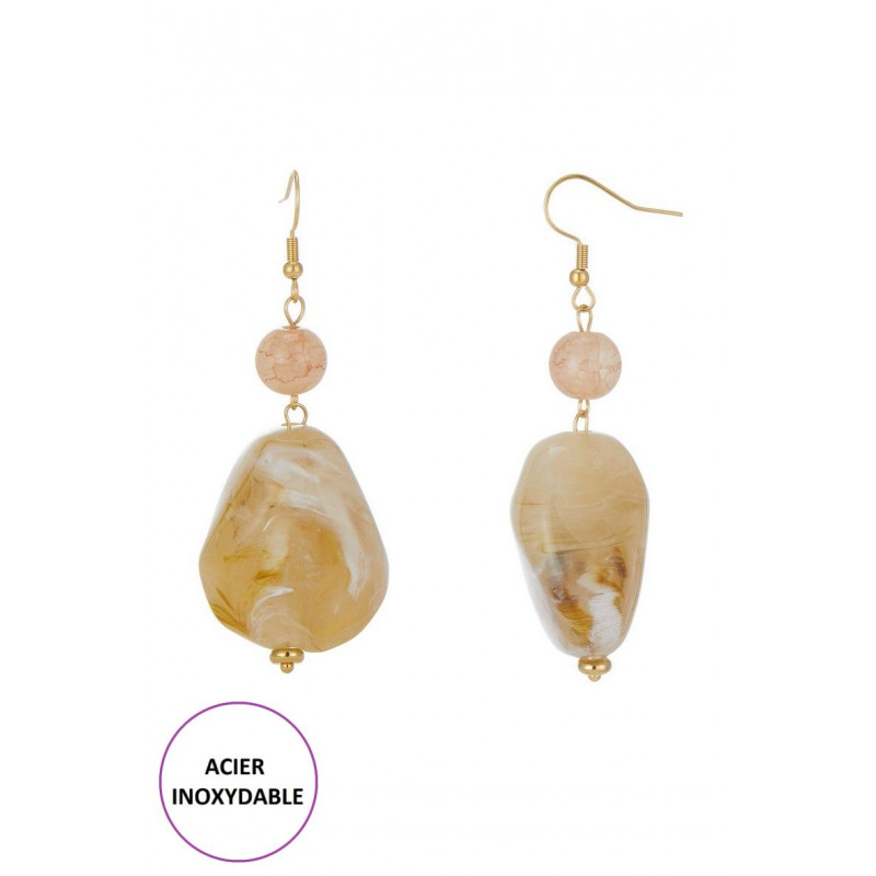 Afafa - Boucle d'oreille crochet Beige