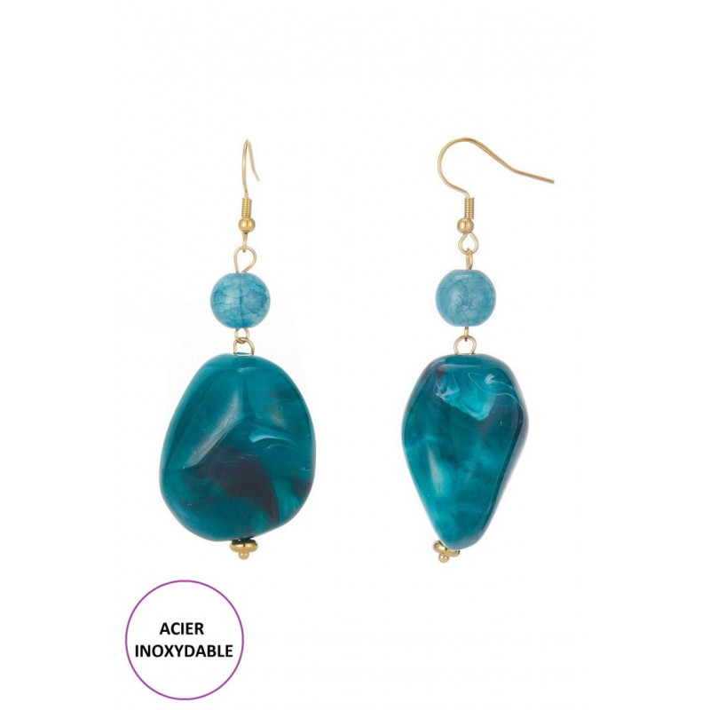 Afafa - Boucle d'oreille crochet Bleue