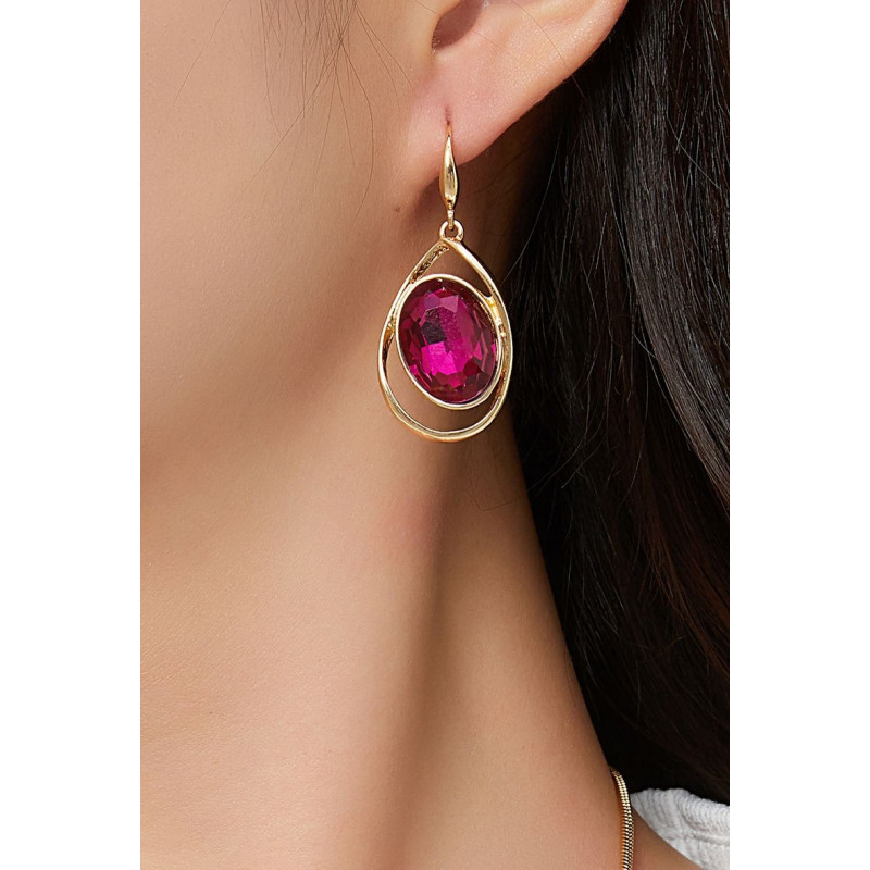 Asmahane - Boucle d'oreille crochet Fuchsia