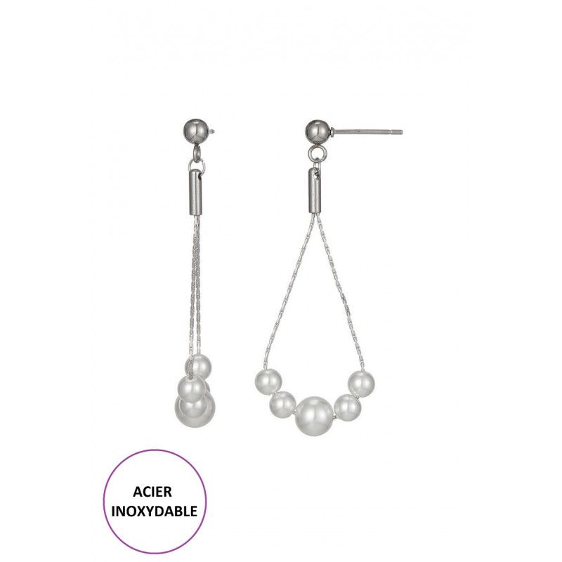 Taria - Boucle d'oreille tige Argentée Blanche