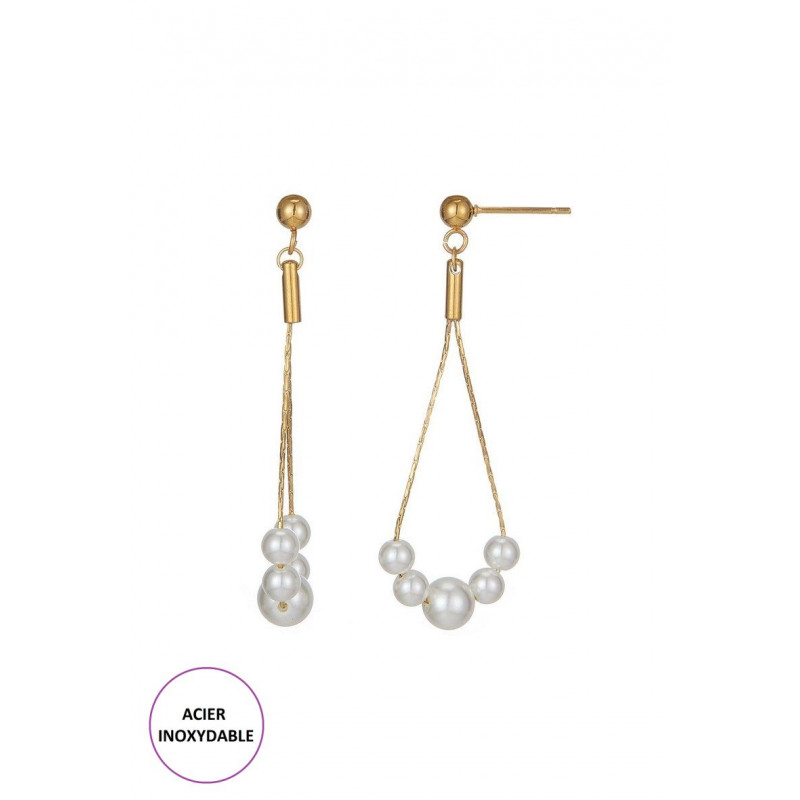 Taria - Boucle d'oreille tige Dorée Blanche