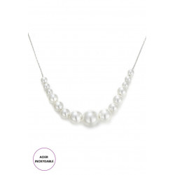 Taria - Collier Argenté Blanc