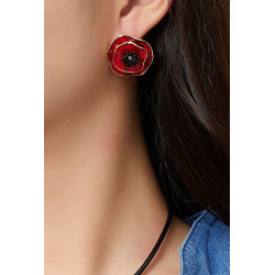 Leocadie - Boucle d'oeille tige Rouge