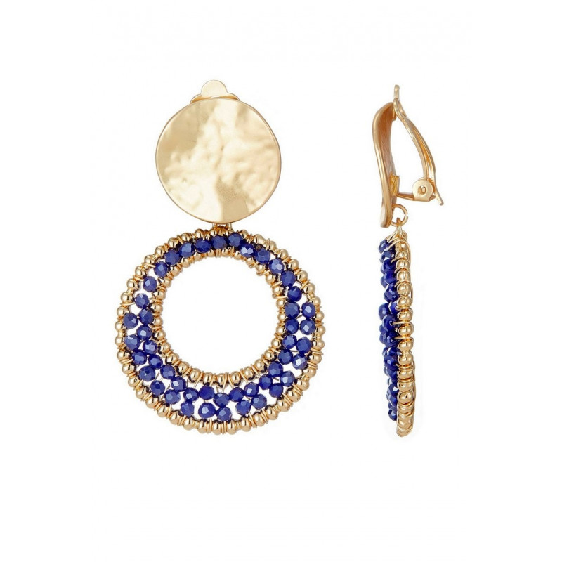 Hibatallah - Boucle d'oreille clip Bleue