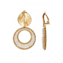 Hibatallah - Boucle d'oreille clip Blanche