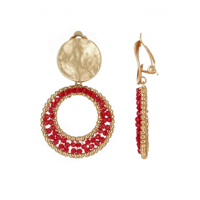 Hibatallah - Boucle d'oreille clip Rouge