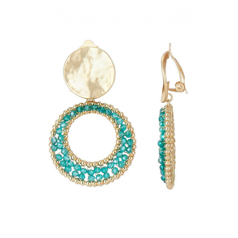 Hibatallah - Boucle d'oreille clip Turquoise