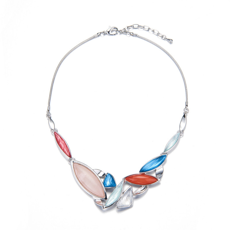 Ambrine Collier argenté multicolore