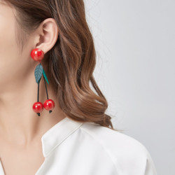 Liena - Boucles d'oreilles tige rouge