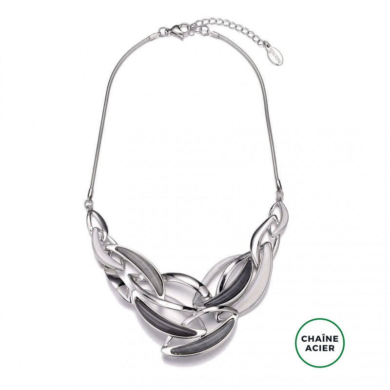 ARISU-Collier gris blanc
