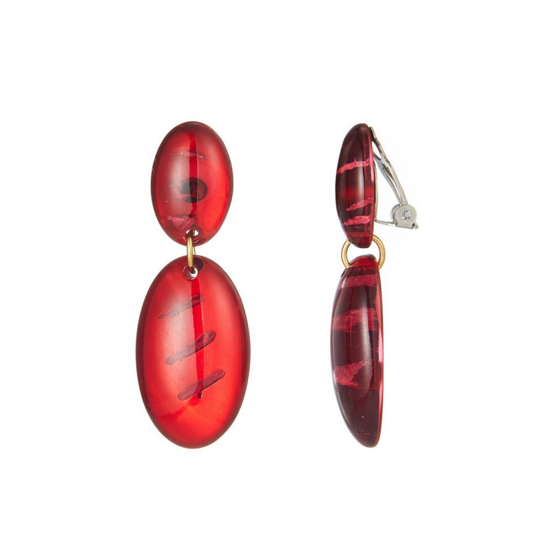 Elene - Boucle d'oreille clip Rouge