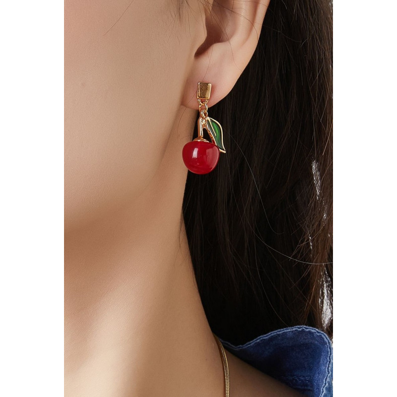 Kaitlin - Boucle d'oreille tige Cerise