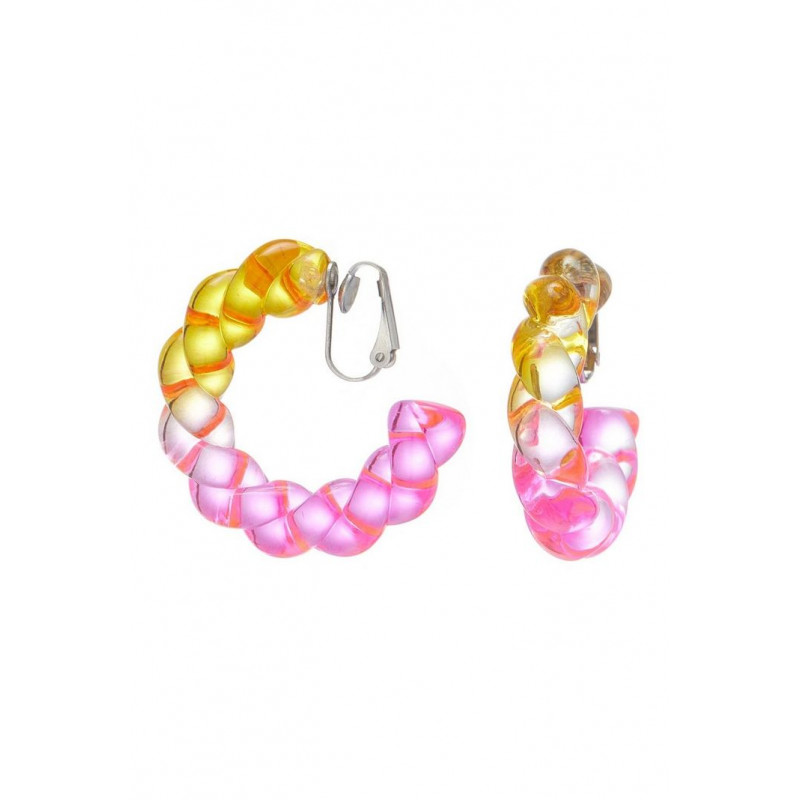 Ninette - Boucle d'oreille clip Jaune Rose
