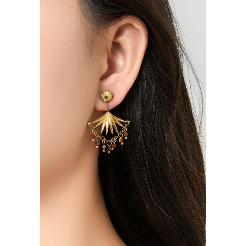 Unico - Boucle d'oreille acier Marron