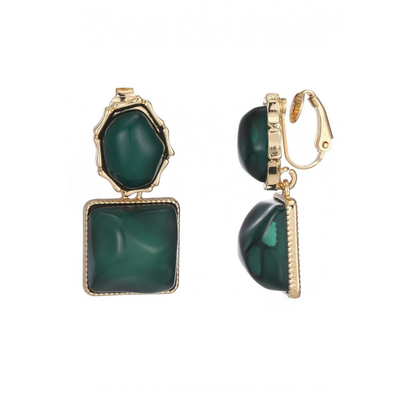 Fedelma - Boucle d'oreille clip Emeraude