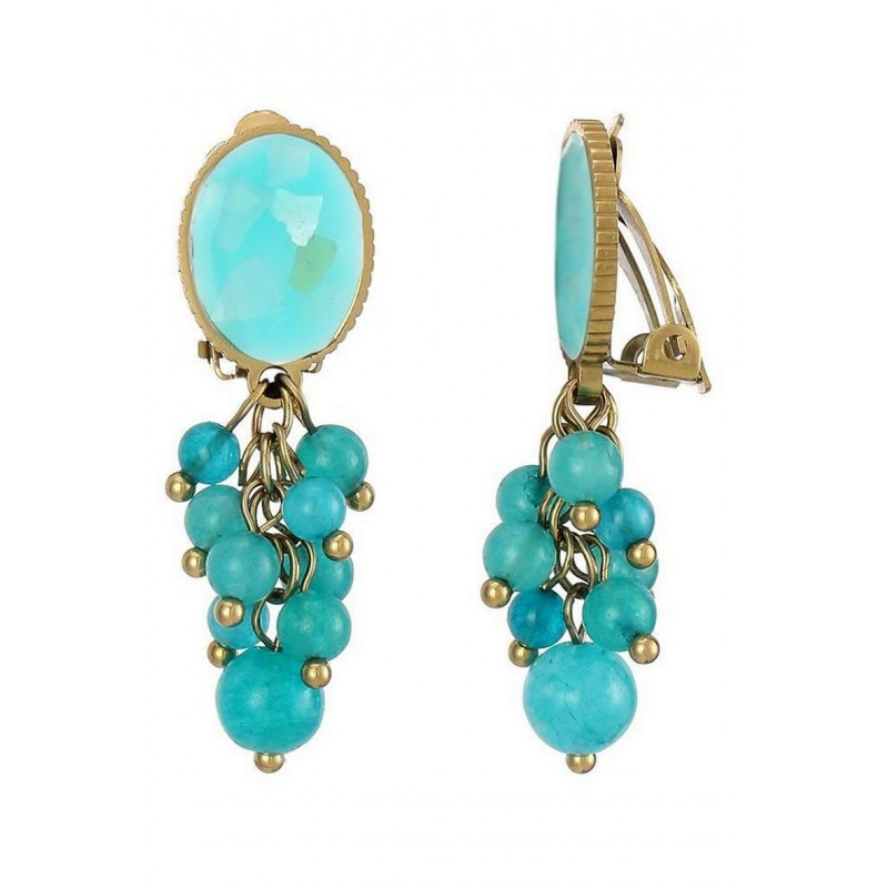 Ziba - Boucle d'oreille clip Bleue