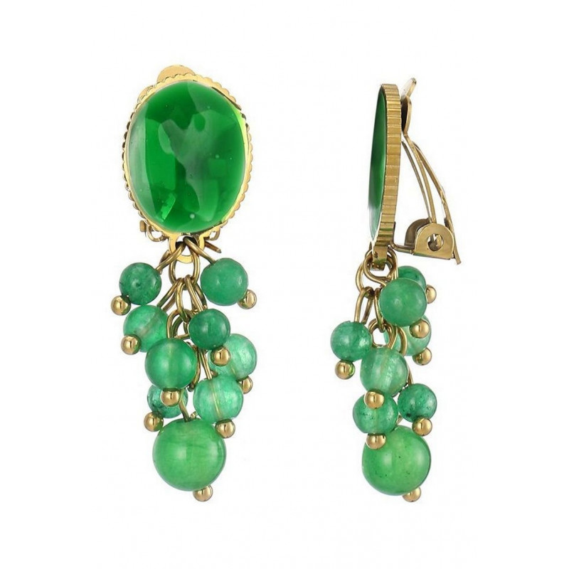Ziba - Boucle d'oreille clip Verte