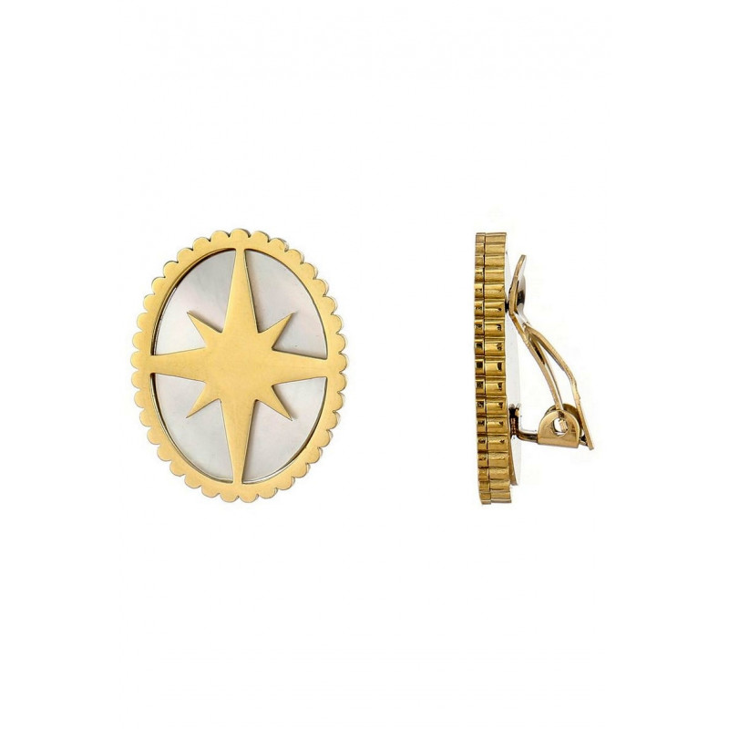 Zahira - Boucle d'oreille clip acier Dorée