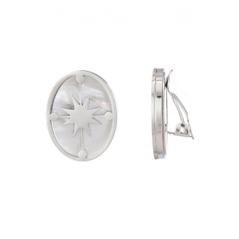 Zakiyya - Boucle d'oreille clip acier Argentée