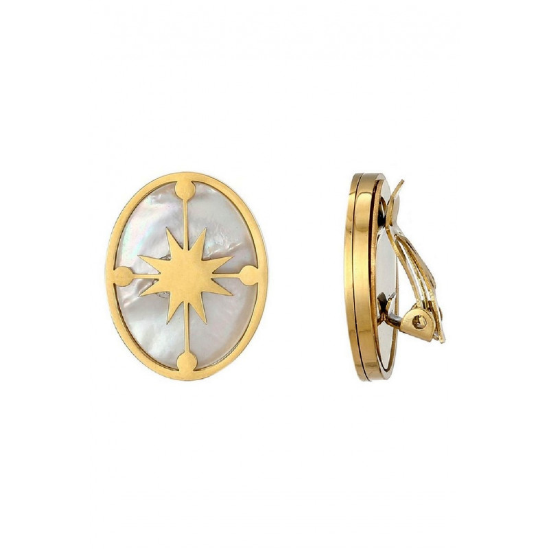 Zakiyya - Boucle d'oreille clip acier Dorée