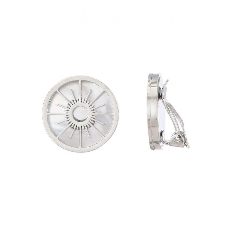 Zandra - Boucle d'oreille clip acier Argentée