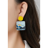 Fabricia - Boucle d'oreille clip Bleue
