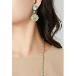 Tualenn - Boucle d'oreille tige Vert opaline