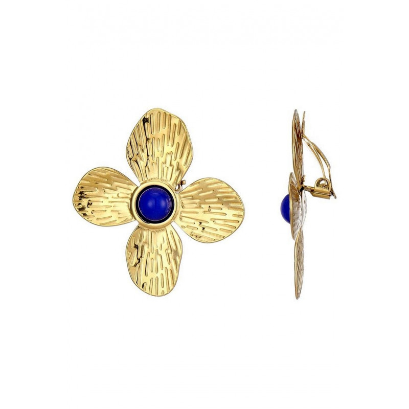 Zinnia - Boucle d'oreille clip Bleue
