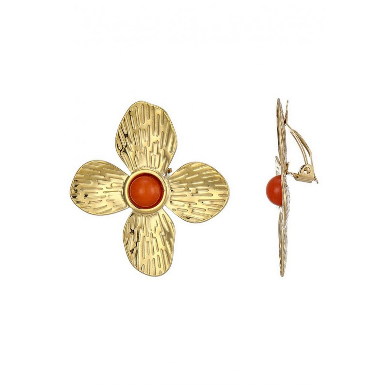 Zinnia - Boucle d'oreille clip Orange