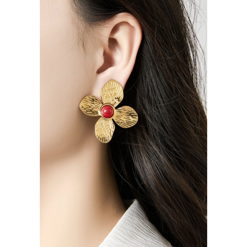 Zinnia - Boucle d'oreille clip Rouge