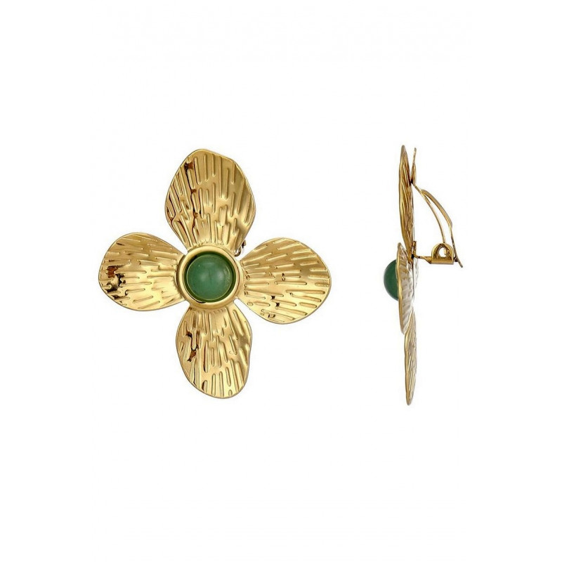 Zinnia - Boucle d'oreille clip Vert opaline