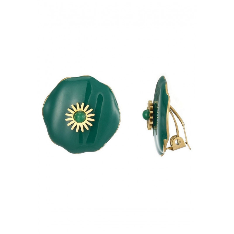 Zenovia - Boucle d'oreille clip Verte