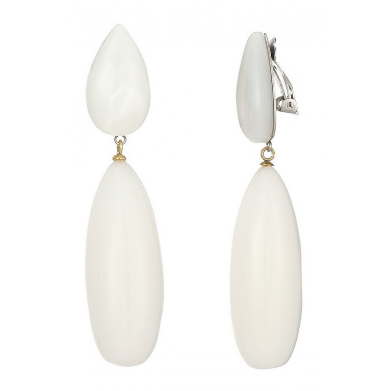 Nosra - Boucle d'oreille clip Blanche