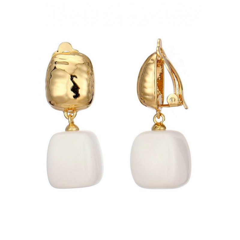 Nur - Boucle d'oreille clip Blanche