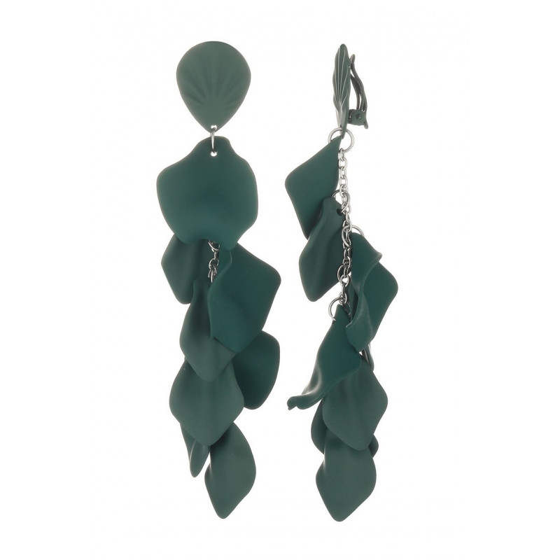 Finella - Boucle d'oreille clip Acier Verte