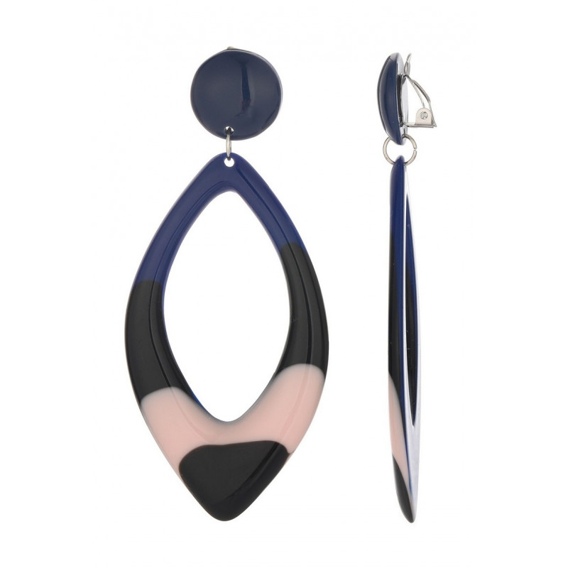 Fabriza - Boucle d'oreille clip Acier Bleue marine