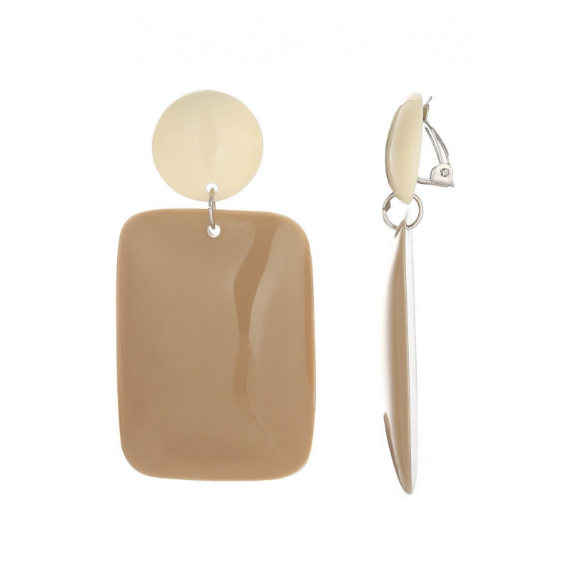 France - Boucle d'oreille clip Acier Beige